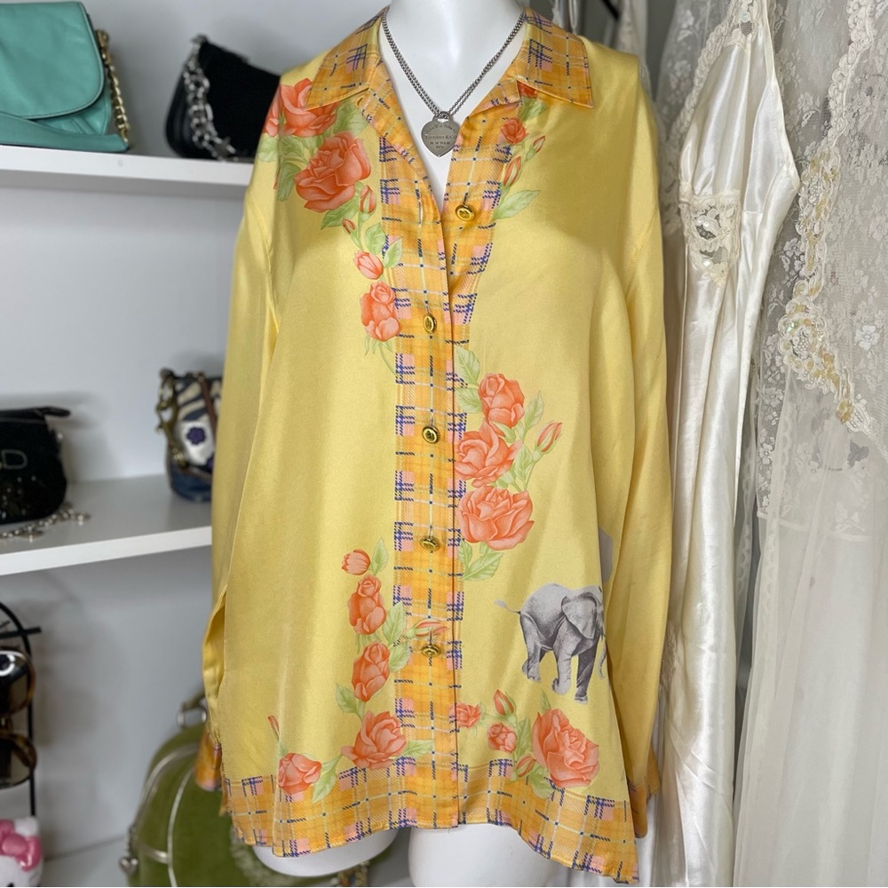 Vintage Silk Designer Button Up